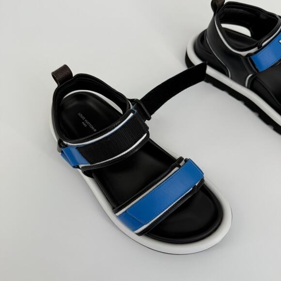 Louis Vuitton Pool Pillow Strap Sandals Blue Designer Rare Leather US 8.5 39 - Picture 6 of 15